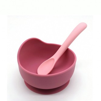 Σετ Φαγητού Σιλικόνης Set-Fagitou-Silikonis-Small set pink bowl spoon_9605